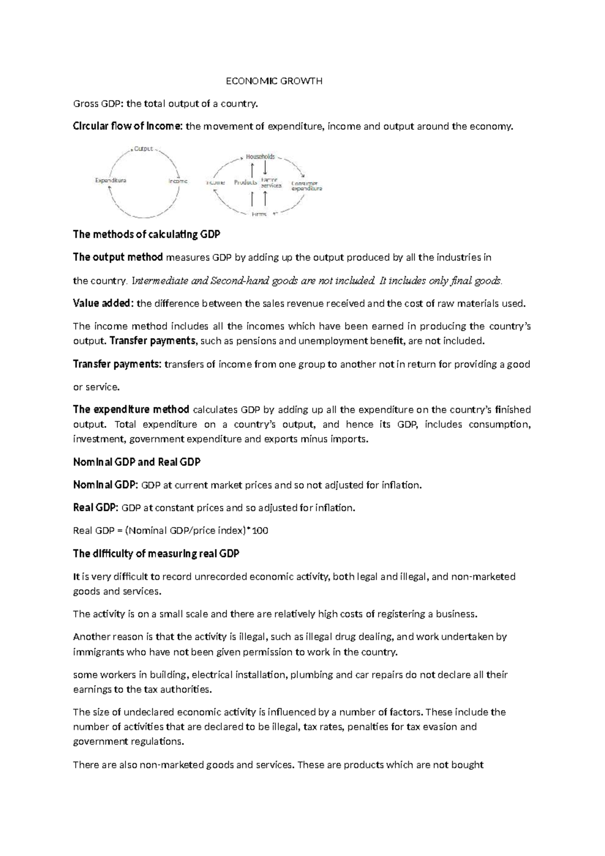 ECON 101: Understanding Economic Growth and GDP Calculations - Studocu