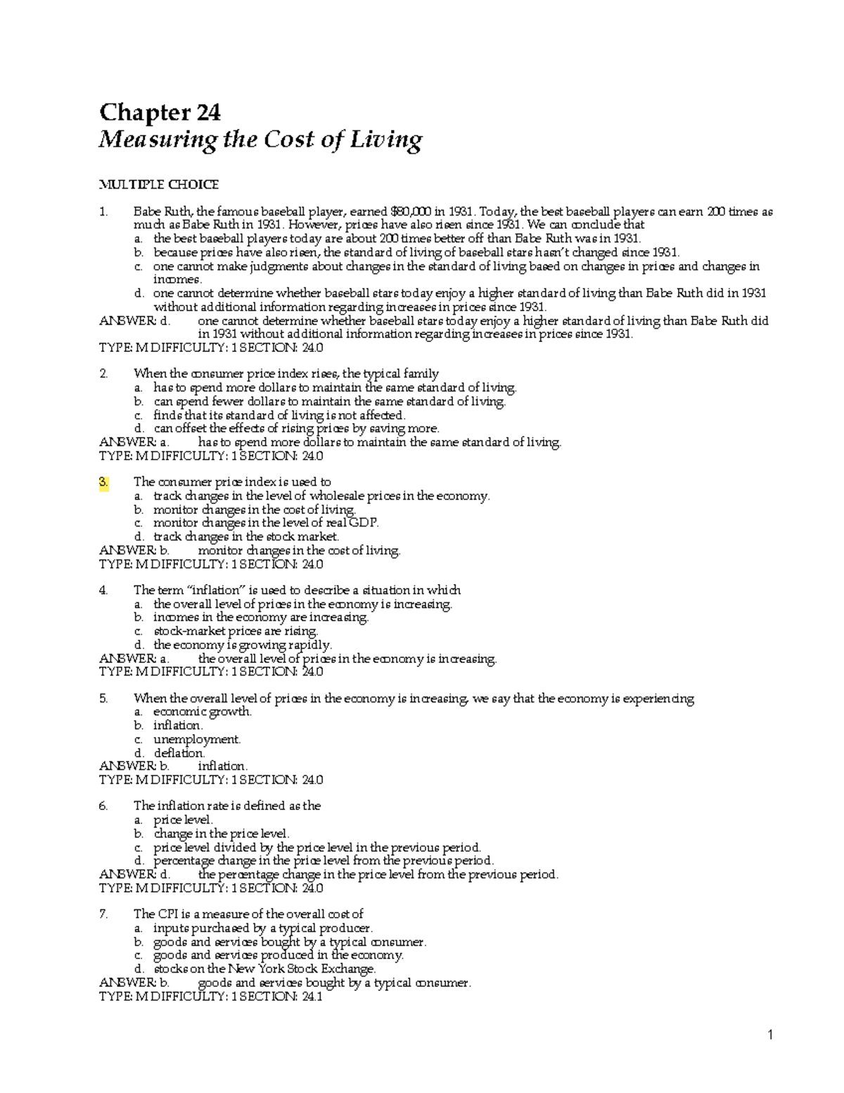 Ch. 24 Final Exam Study Guide: Measuring the Cost of Living - Studocu