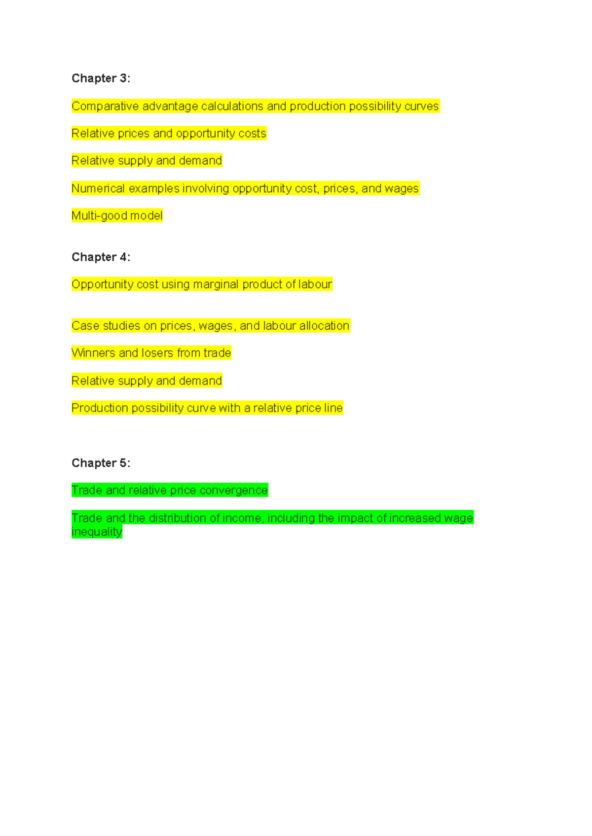 Chapter 3 - tut 3 - Chapter 3: Comparative advantage calculations and ...