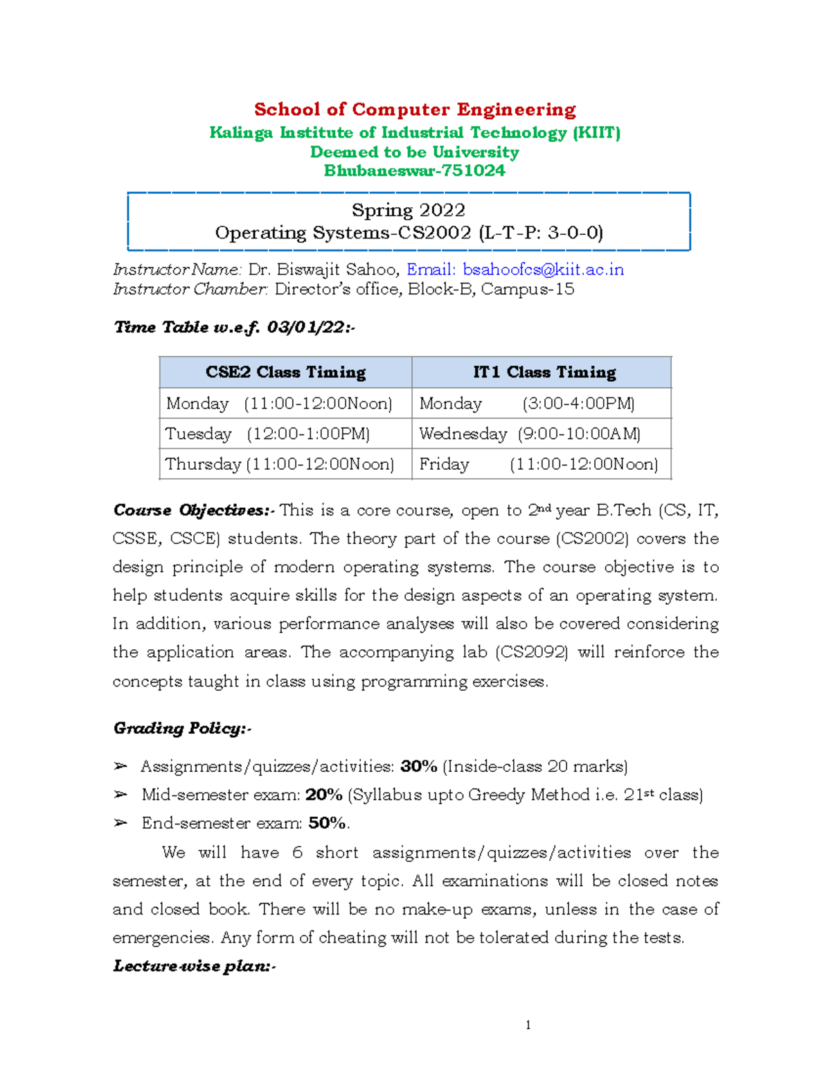 CS2002 Operating Systems Course Planning for Spring 2022 Finals - Studocu