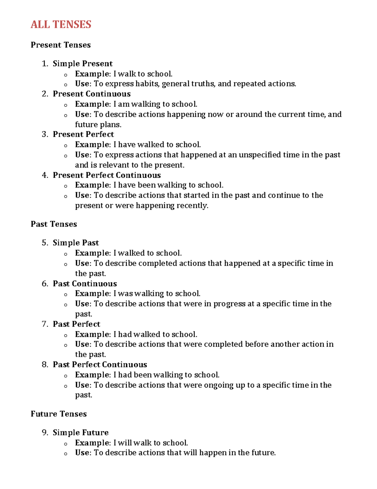 Grammar Study Guide: Tenses, Modals, and Conditional Structures - Studocu