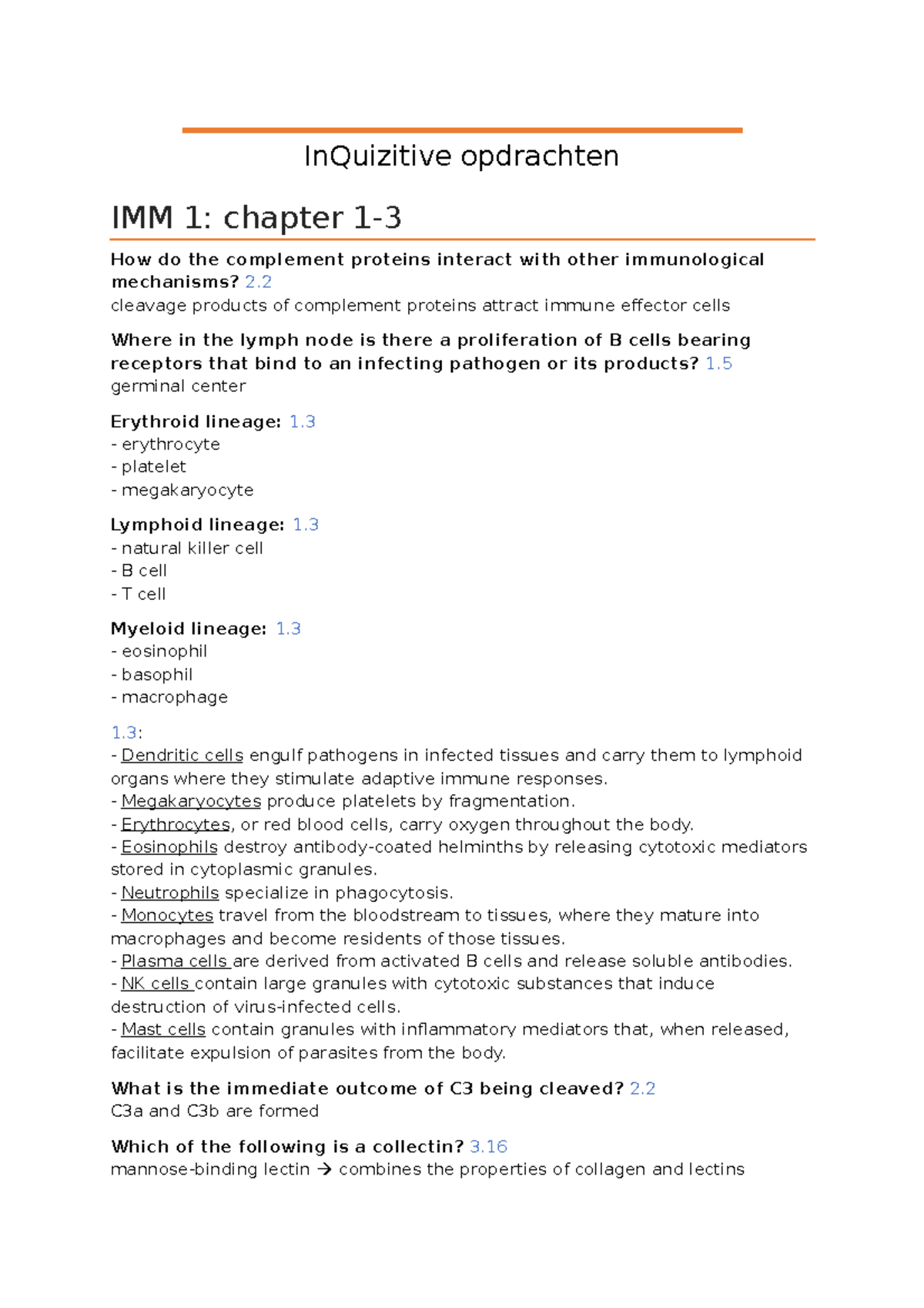 IMM Lecture Notes: InQuizitive Assignments and Key Concepts - Studeersnel