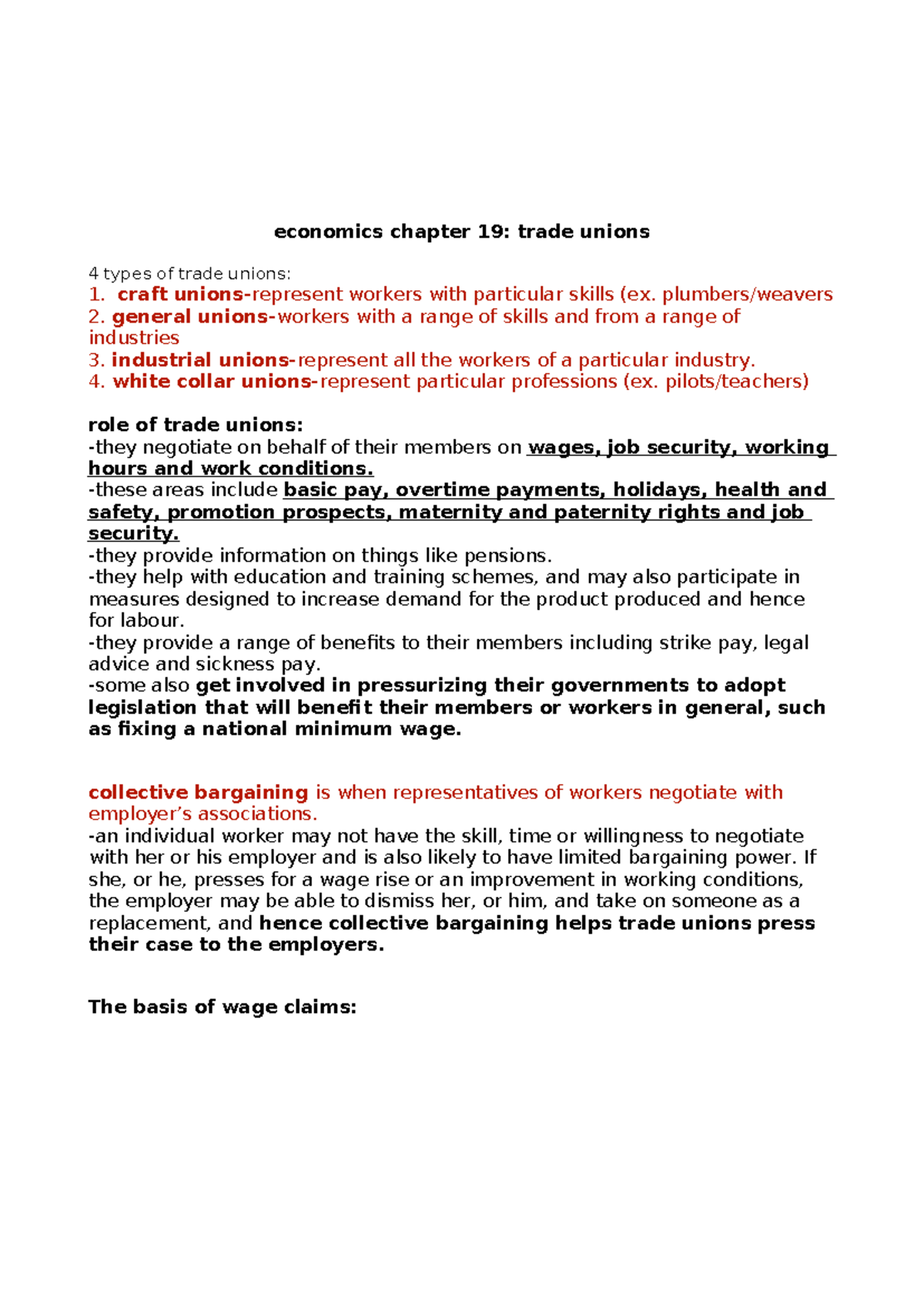 Eco 19-23 - IGCSE Notes on Trade Unions and Firm Growth - Studocu