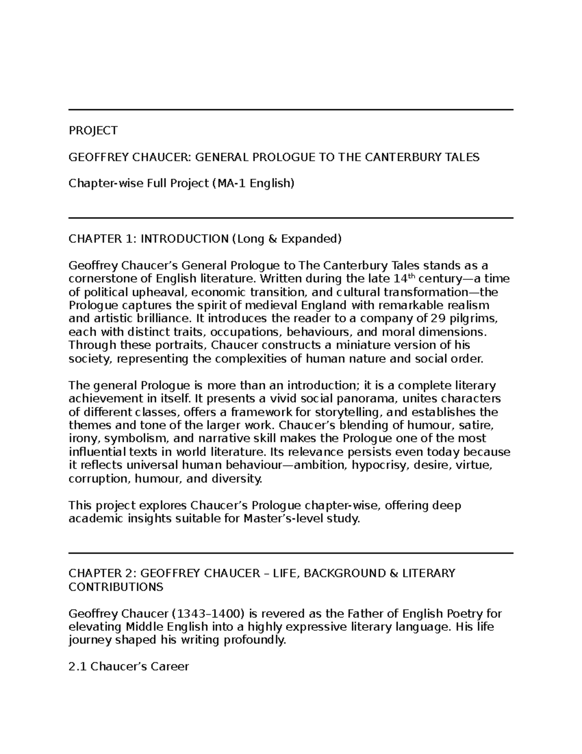 ENG 101: Geoffrey Chaucer's General Prologue to The Canterbury Tales ...