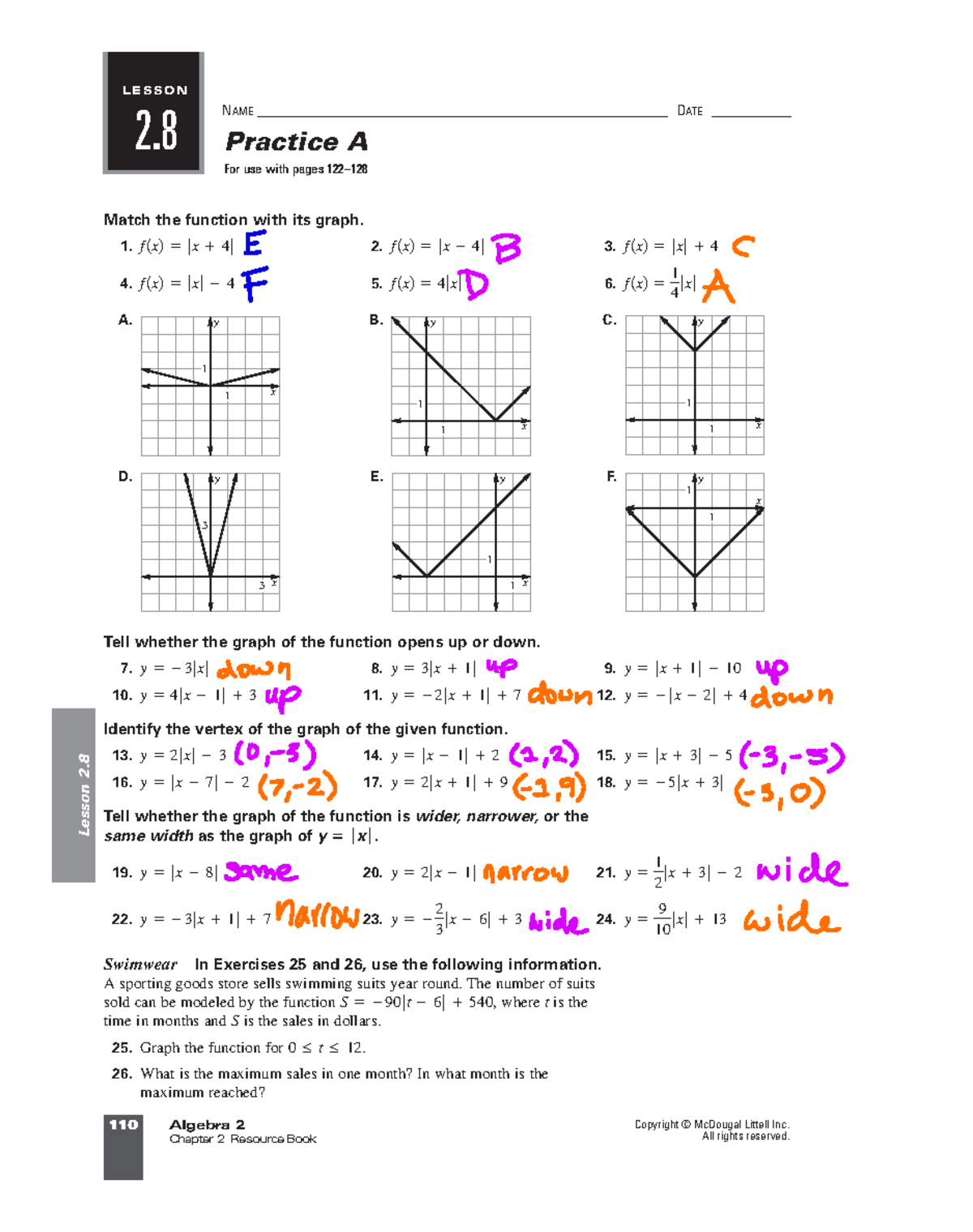 - M3T1L1(a) absolute value graphs and transformations - 110 Algebra 2 ...