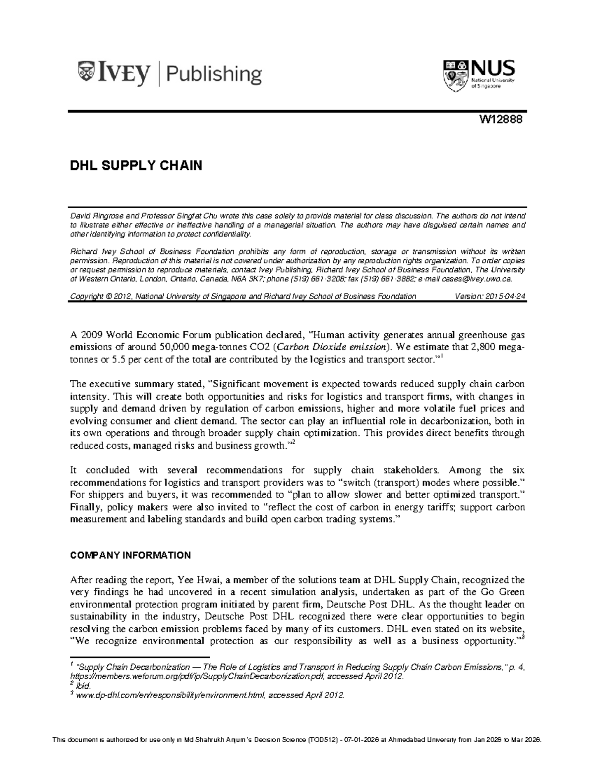DHL Supply Chain Case Study: Decarbonization Strategies in Logistics ...