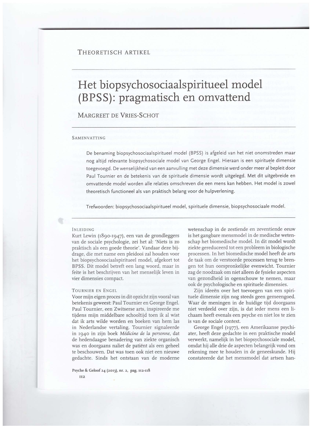 BPSS 2013: Het Biopsychosociaalspiritueel Model in Praktijk - Studeersnel