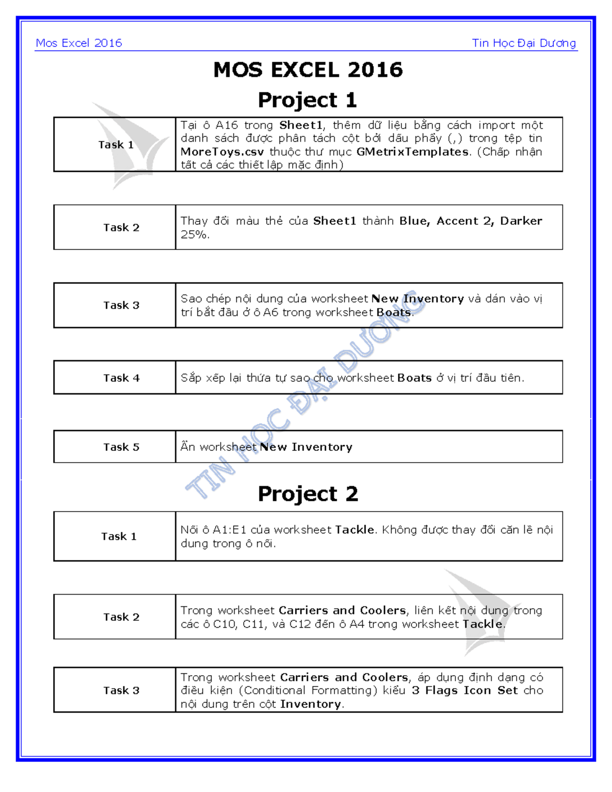 Tài liệu Hướng Dẫn MOS Excel 2016 - Buổi 1 và Các Dự Án - Studocu