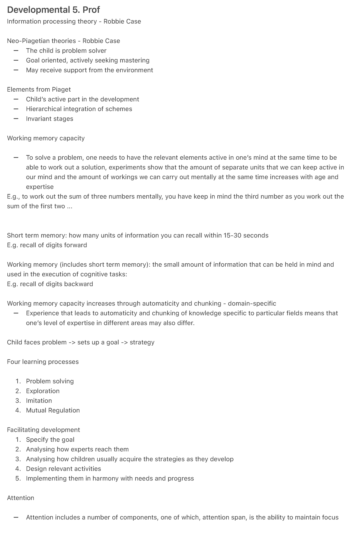 Developmental 5. Prof - Lecture Notes on Information Processing Theory ...
