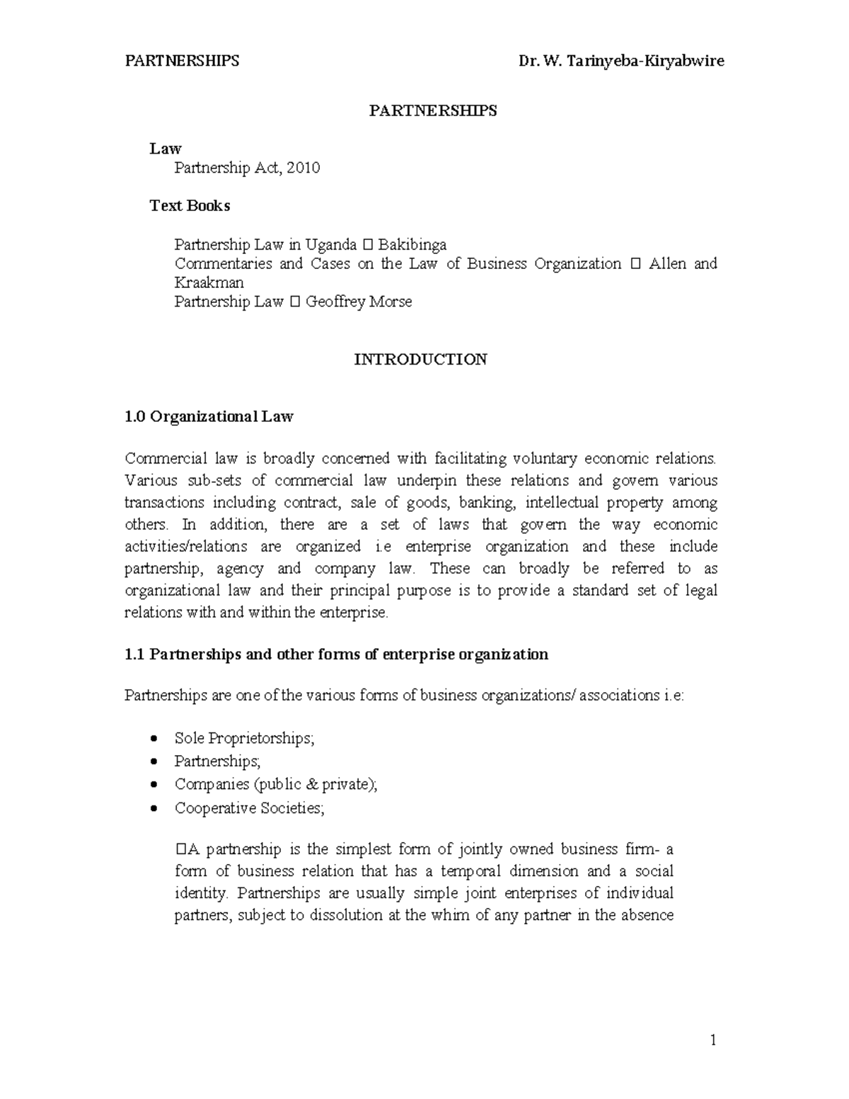 Partnership Law Notes - Key Concepts and Historical Overview - Studocu