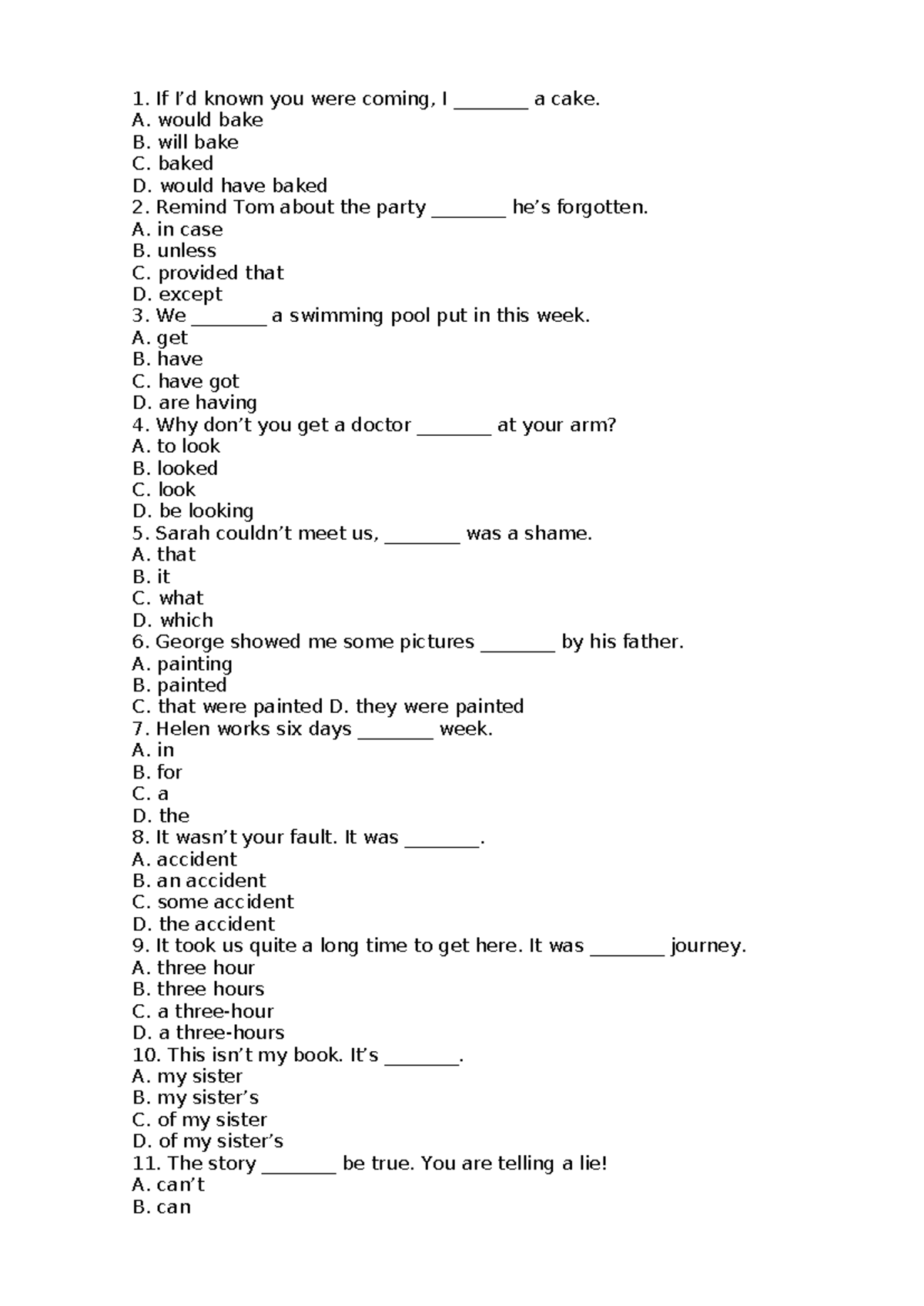 Grammar Quiz: Practice Questions and Answers - Studocu