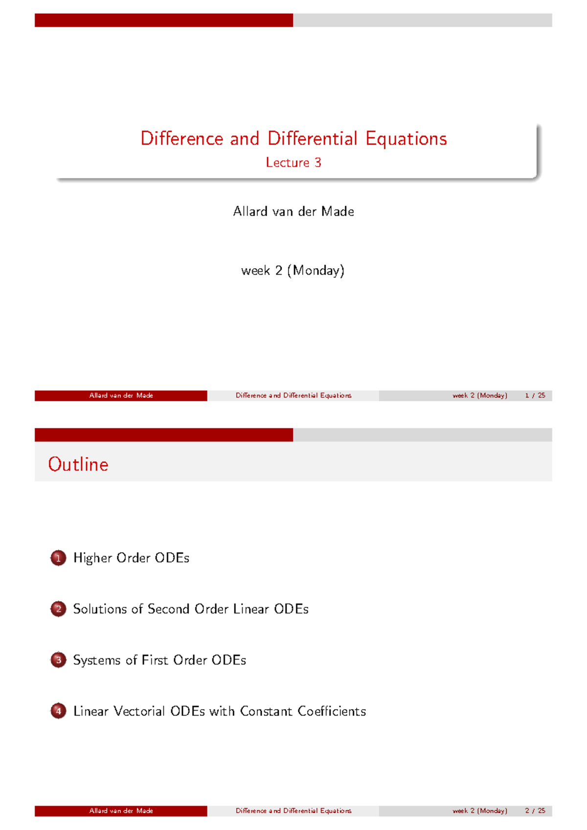 Lecture 3: Difference and Differential Equations (Week 2 Notes ...