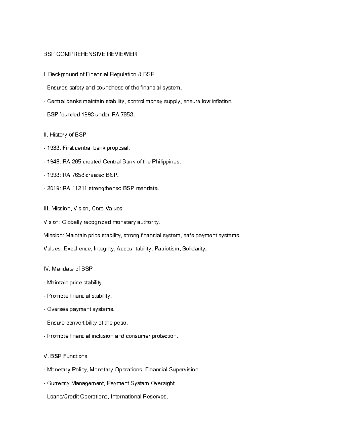 BSP 2023 Comprehensive Reviewer on Financial Regulation and Functions ...
