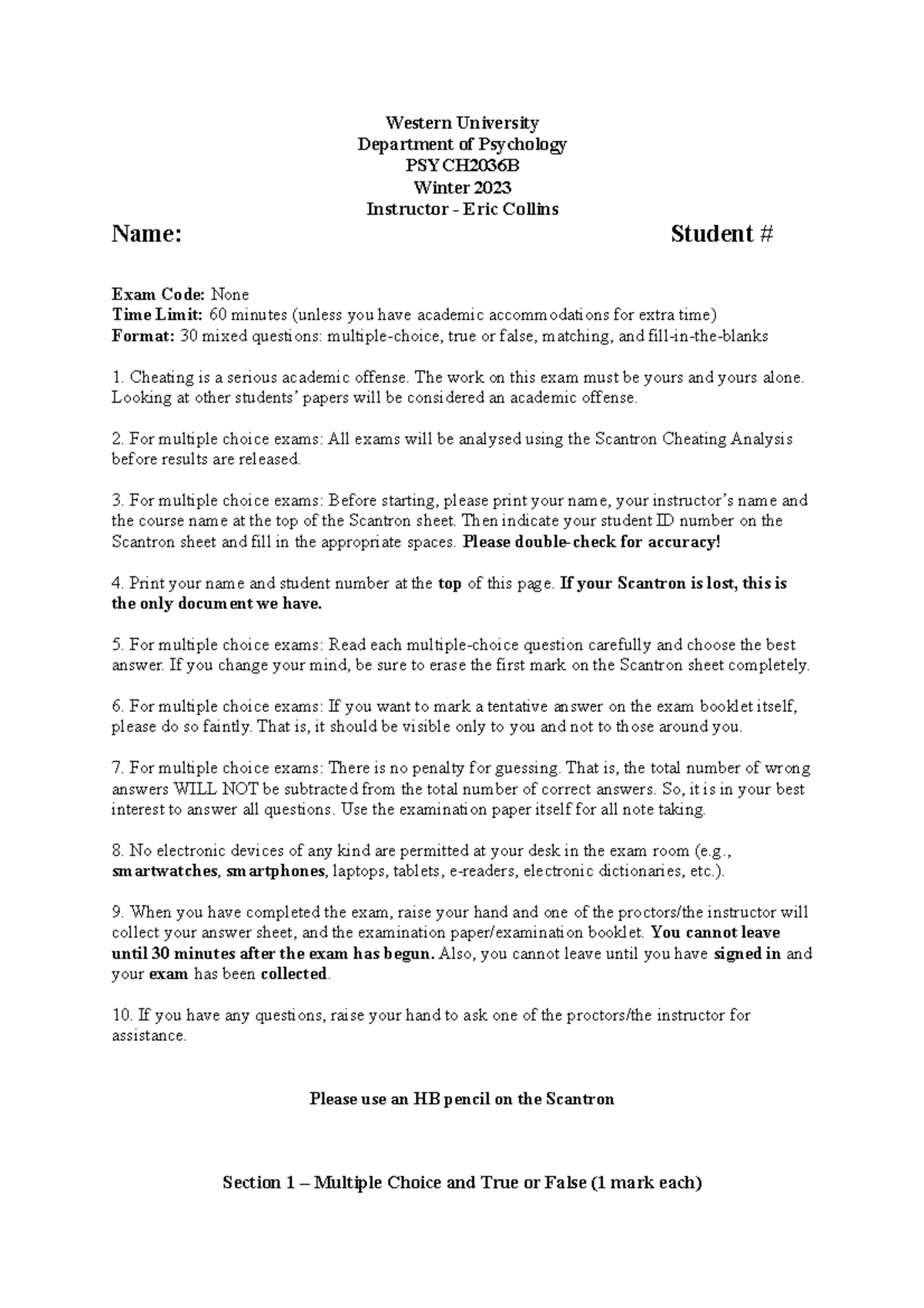 Midterm Exam 2 Answer Key - PSYCH2036B Winter 2023 - Studocu