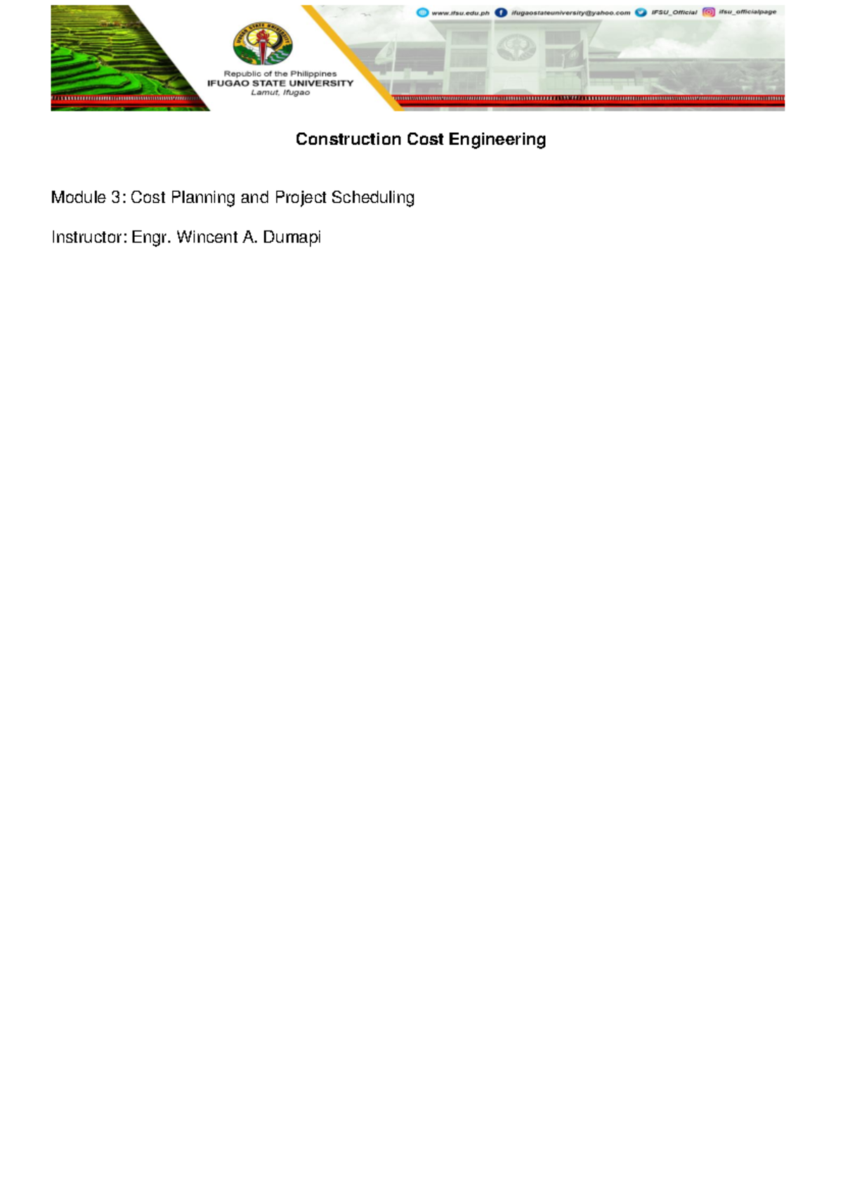 Module 3: Cost Planning & Project Scheduling Insights - Studocu