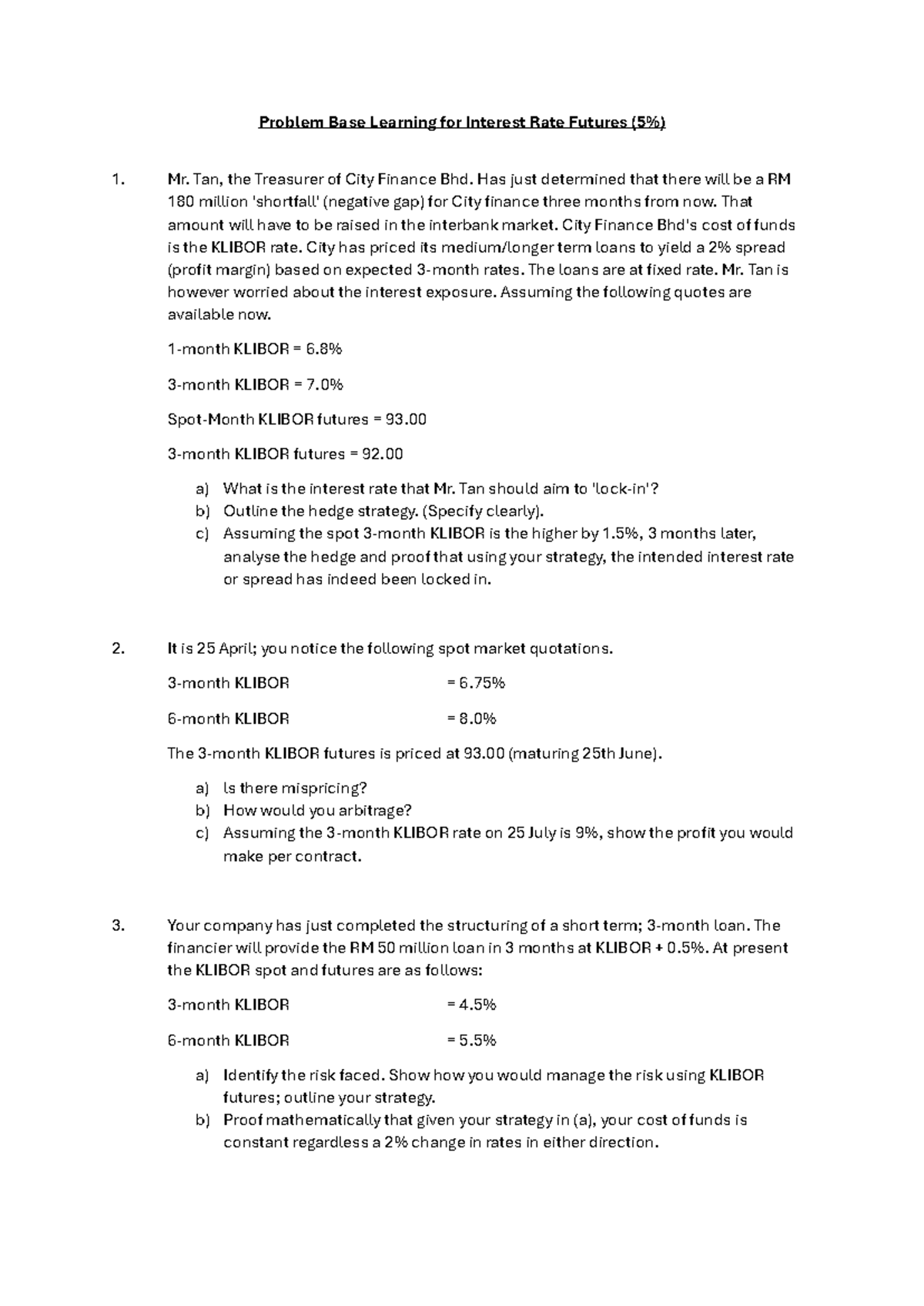 Problem-Based Learning: Interest Rate Futures Analysis and Strategies ...