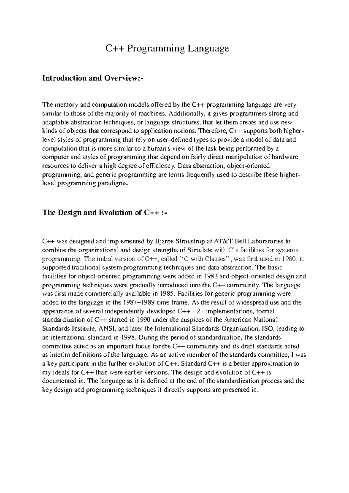 CSE101 - C++ Programming Language Exam Practice Notes - Studocu