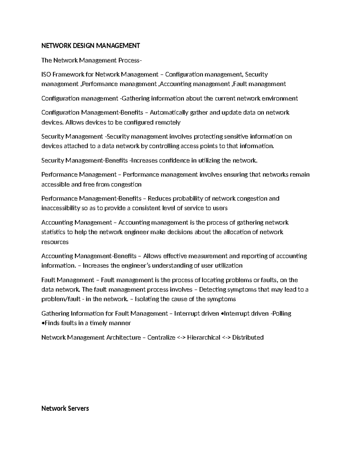 NETWORK DESIGN MANAGEMENT: ISO Framework & Processes Overview - Studocu