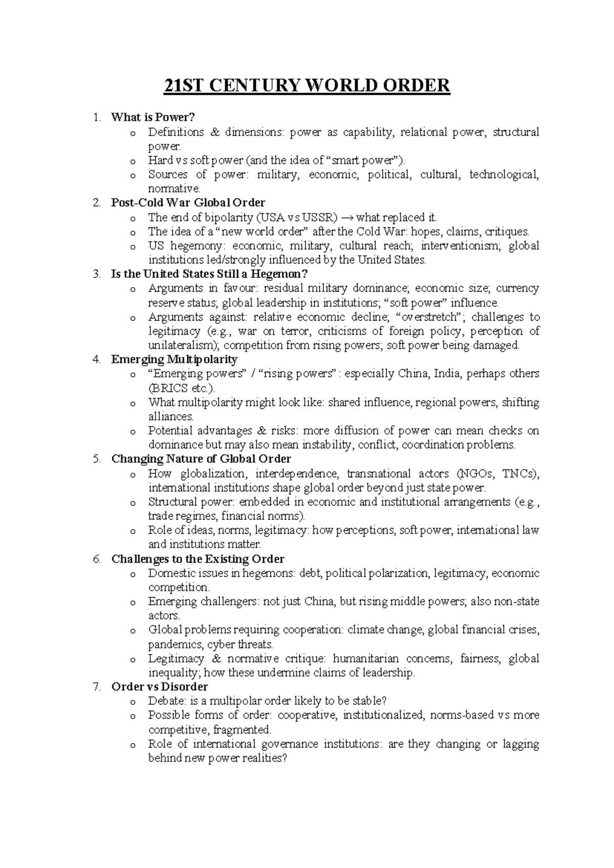21ST CENTURY WORLD ORDER: Power, Hegemony & Multipolarity Analysis ...