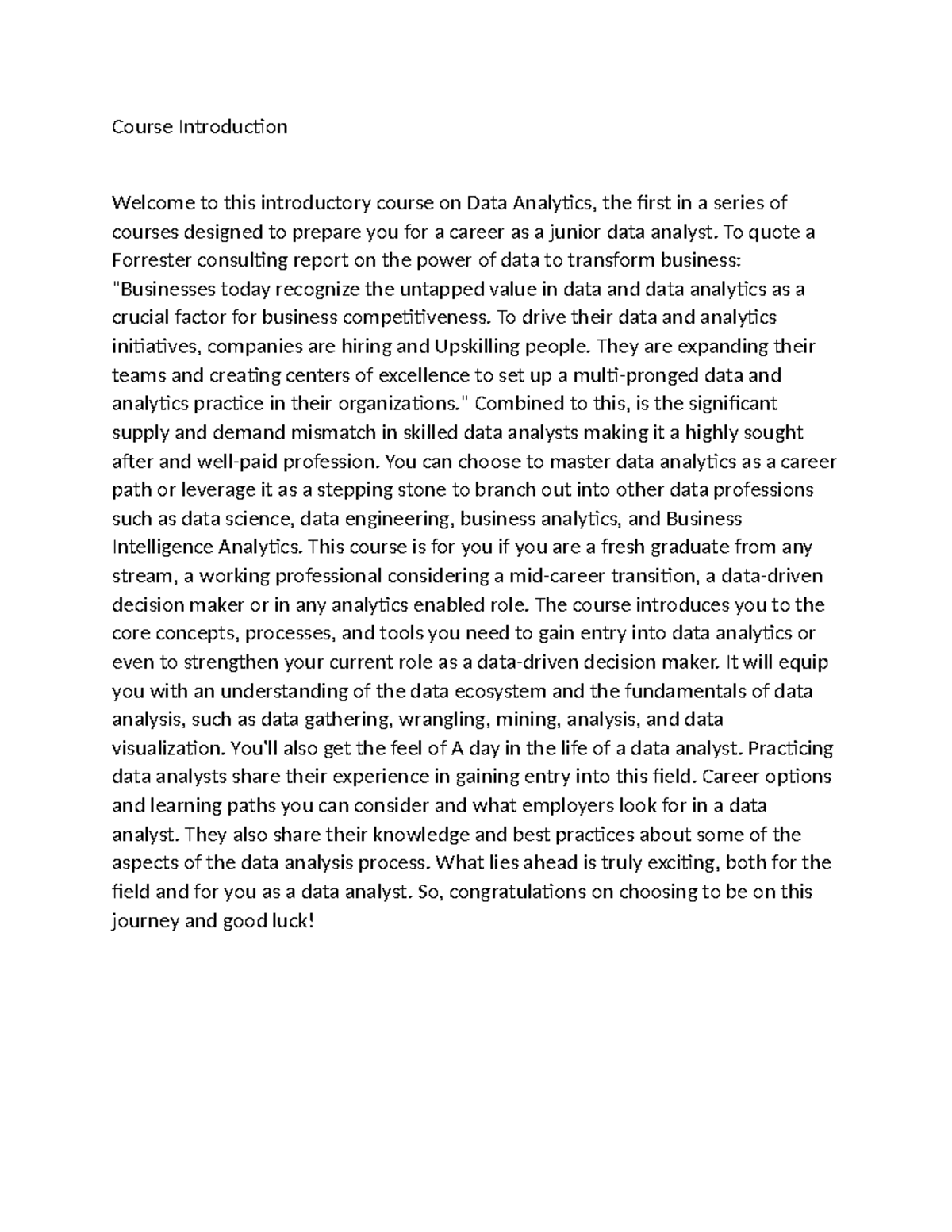 1-1 Course Introduction - Course Introduction Welcome to this ...