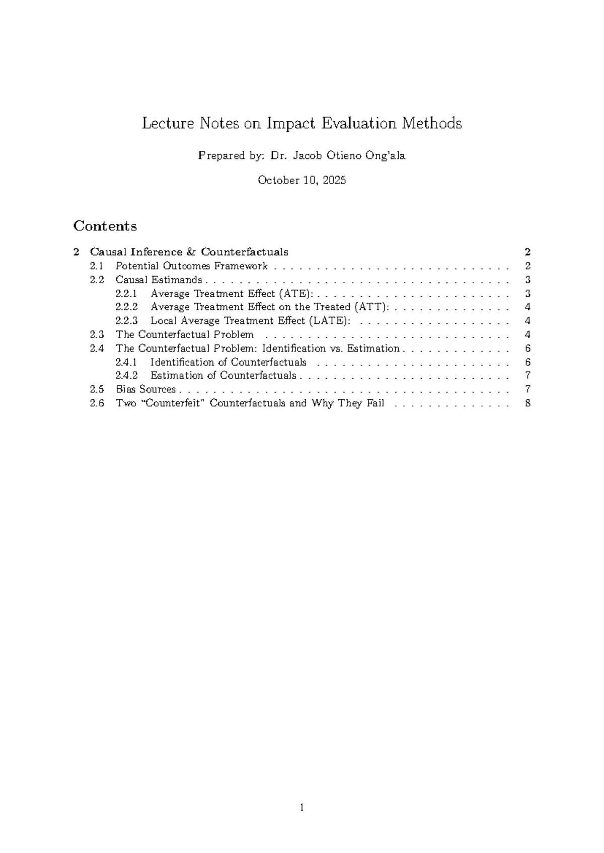 Lecture Notes on Impact Evaluation Methods (Course Code: IE 101) - Studocu