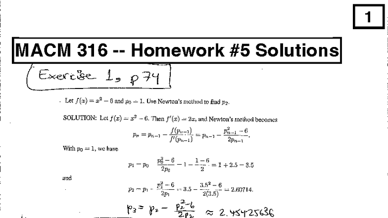 1 MACM 316 Homework 5 Solutions and Explanations - Studocu