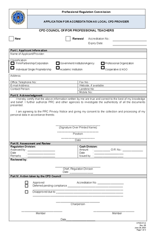 CPDD-02 Application FOR Accreditation OF CPD Program - CPDD- Rev. 04 ...