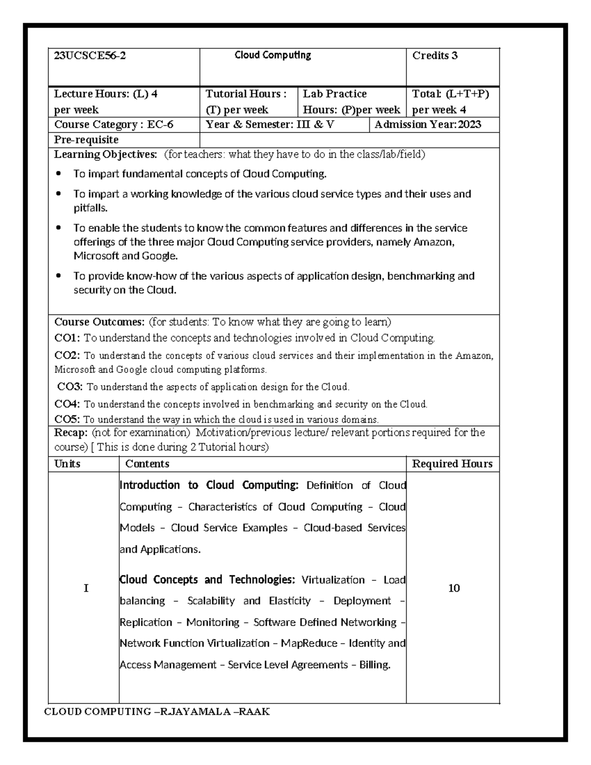 Cloud Computing (CSE 301) Lecture Notes: Units 1-5 Overview - Studocu
