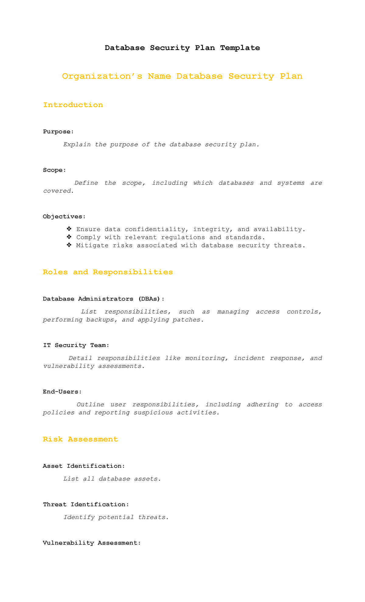 Database Security Plan Template - Database Security Plan Template ...