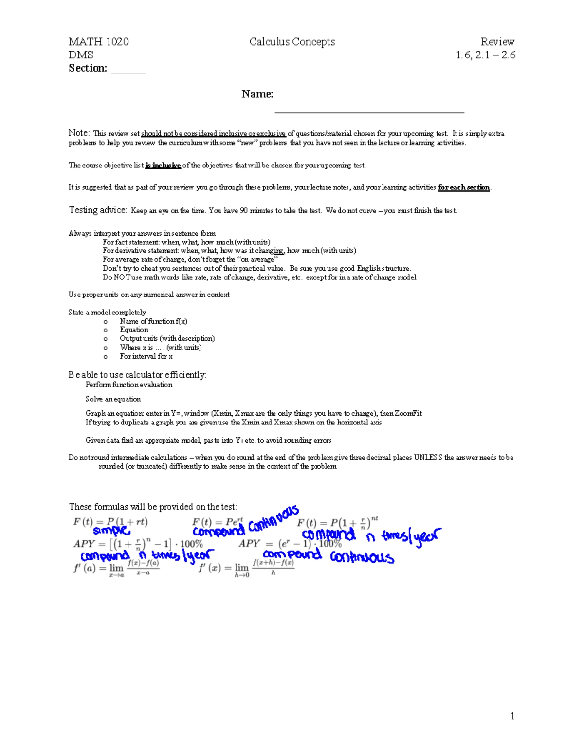 MATH 1020 Learning Activity 2.4: Quadratic and Cubic Functions Guide ...