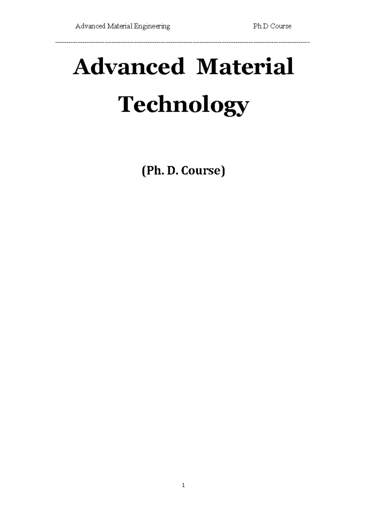 Advanced Material Engineering Ph.D Course: Material Properties Overview ...