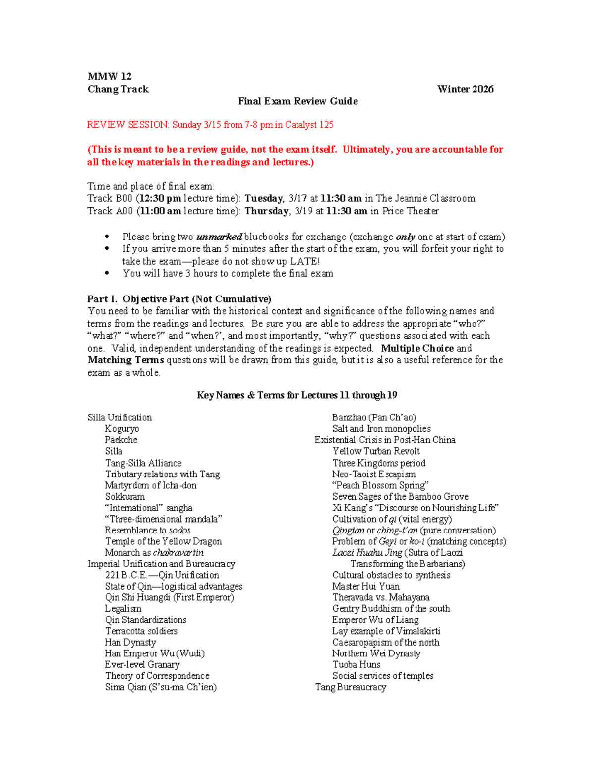 Final Exam Review Guide for MMW 12 Winter 2026 - Studocu