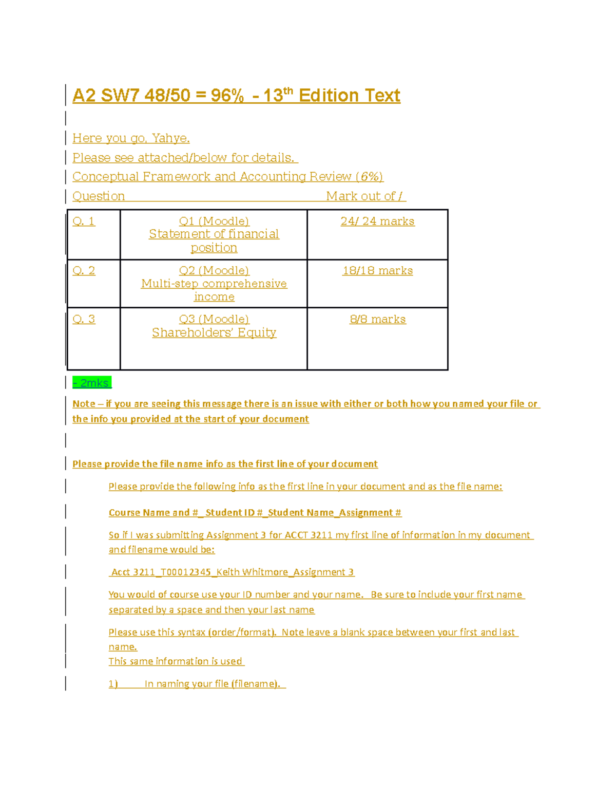 ACCT 3201 Assignment #2 Overview and Grading Details - Studocu