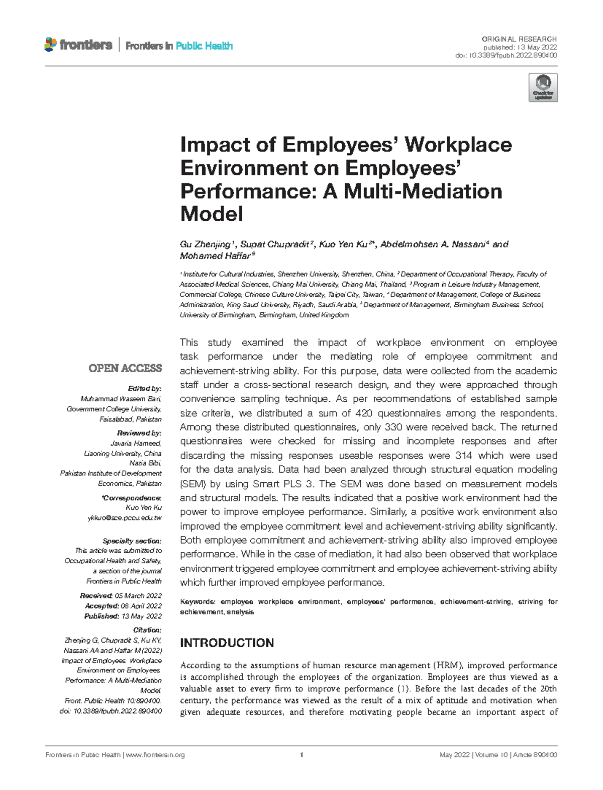 Impact of Workplace Environment on Employee Performance: A Study - Studocu