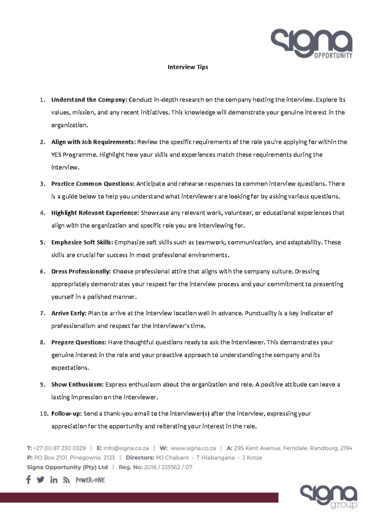 Interview Tips for YES Programme: A Comprehensive Guide - Studocu