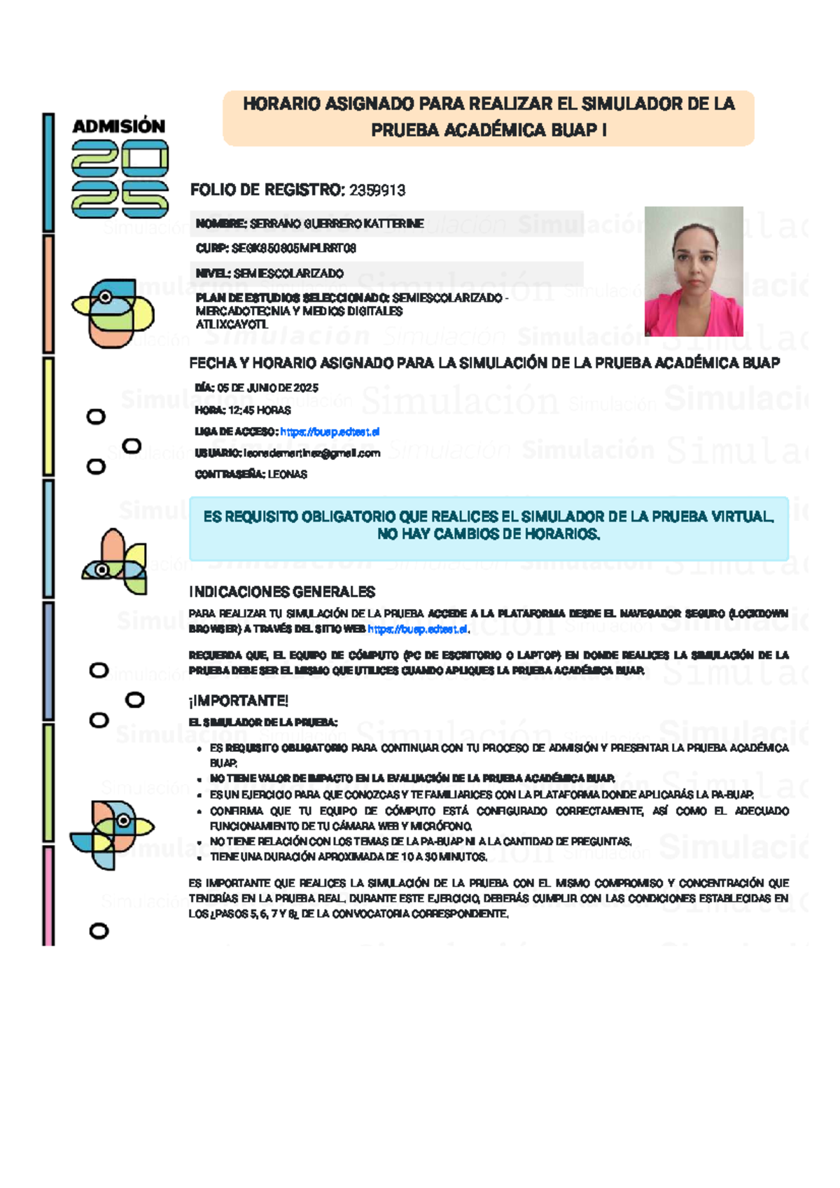Simulador de Prueba Académica BUAP I - Horario Asignado - Studocu