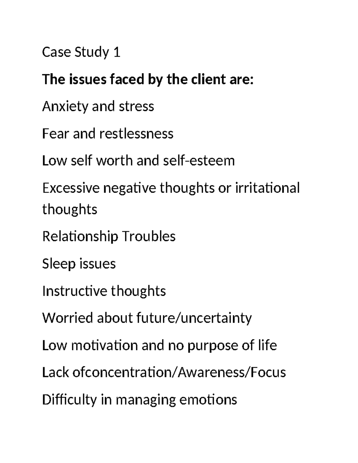 Case Study 1: Addressing Client's Anxiety, Stress, and Relationship ...