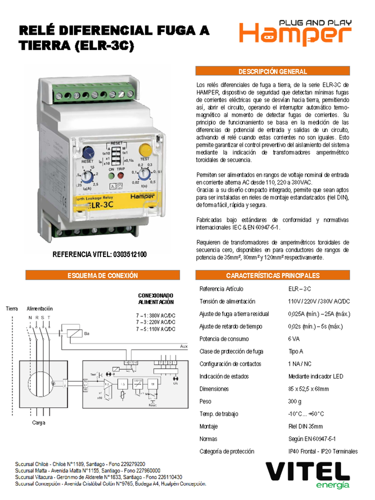 0303512100 - Ficha Técnica Relé Diferencial de Fuga a Tierra ELR 3C ...