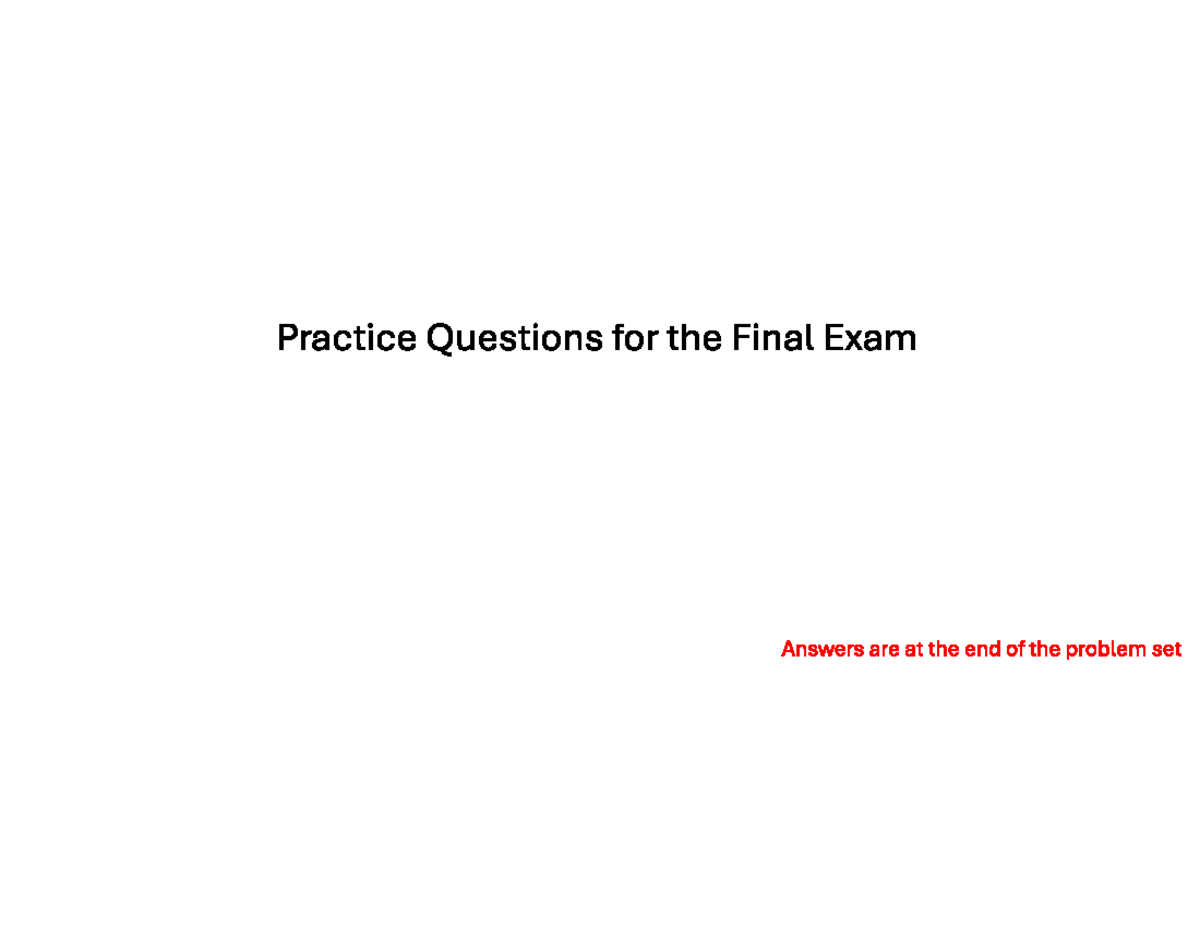 CHEM 101: Final Exam Practice Questions & Answers for Review - Studocu