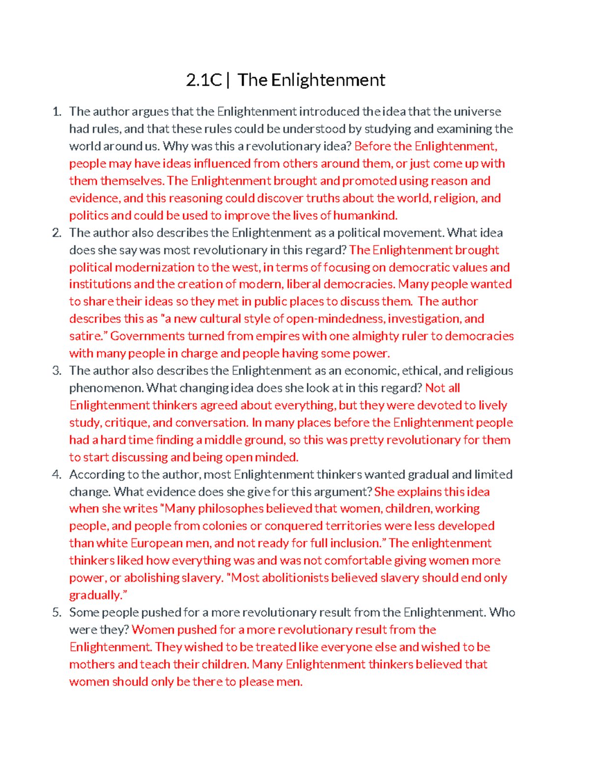 2.1C The Enlightenment - 2 | The Enlightenment The author argues that ...