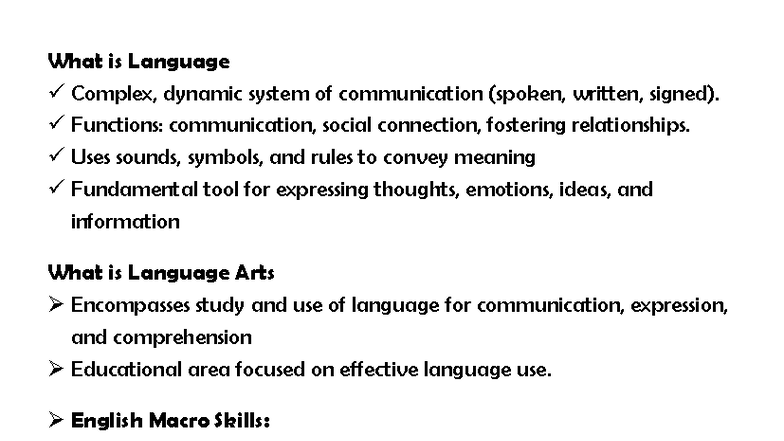 Notes on Language Arts and Communication (ENG 101) - Studocu