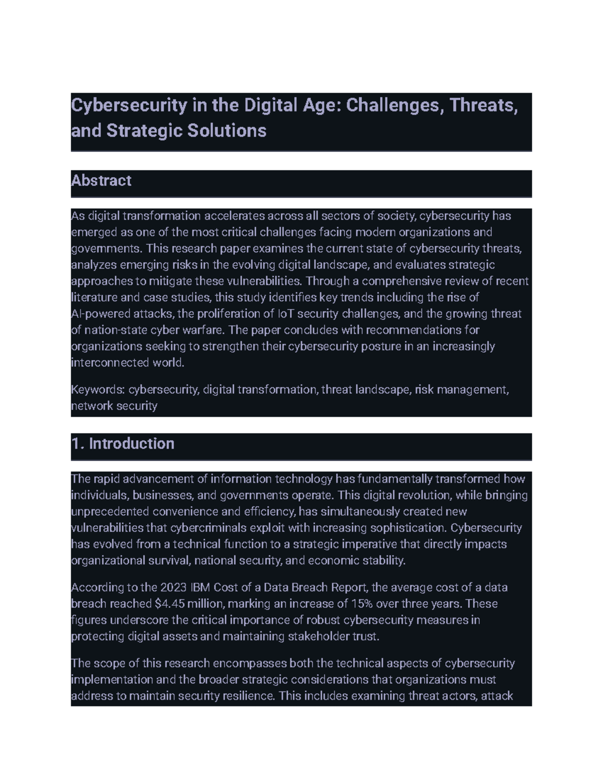 Cybersecurity Challenges and Solutions in the Digital Age: A Study ...