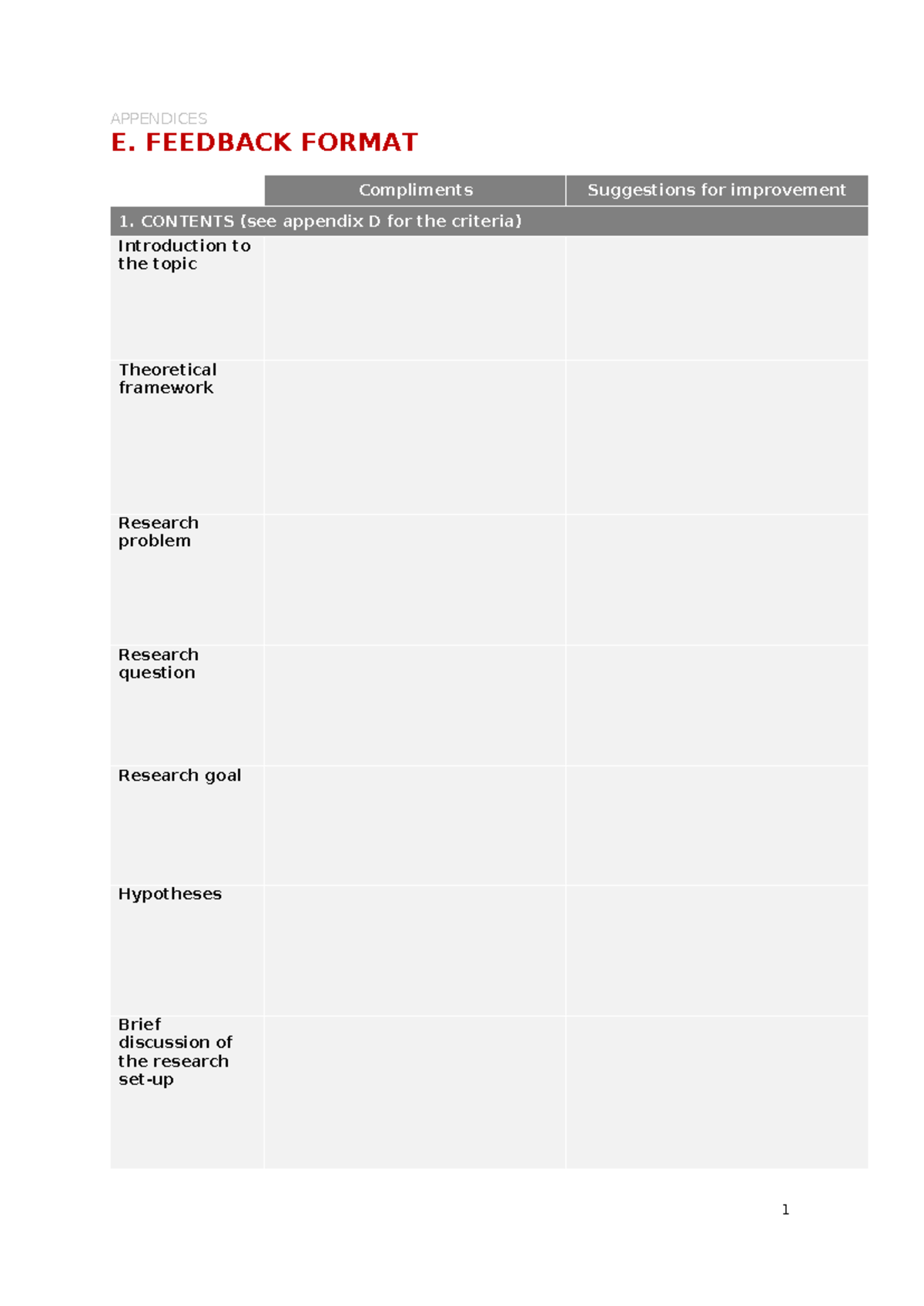 Feedback Format for Research: Suggestions & Improvements - Studeersnel