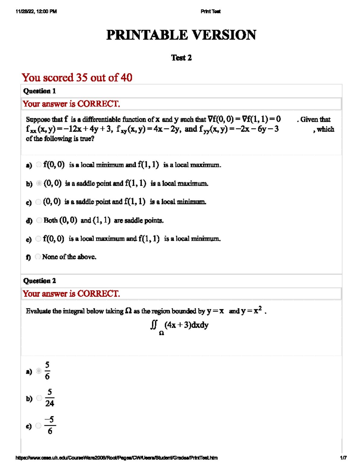 MATH 2415 Test 2 - Solutions and Key Concepts - Studocu