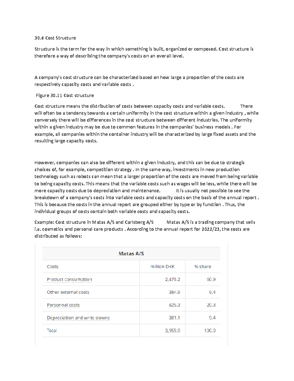 Cost Structure Analysis - ACC 101 Assignment Notes - Studocu