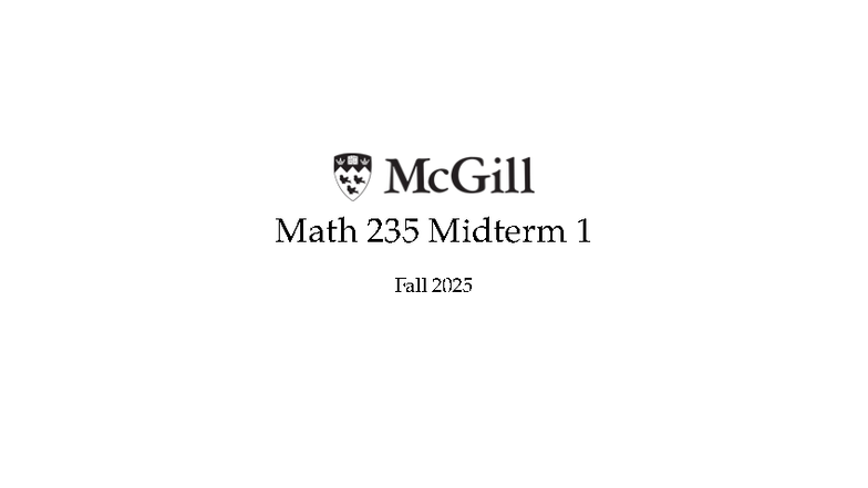 Math 235 Midterm 1 Fall 2025 Solutions and Practice Exam - Studocu