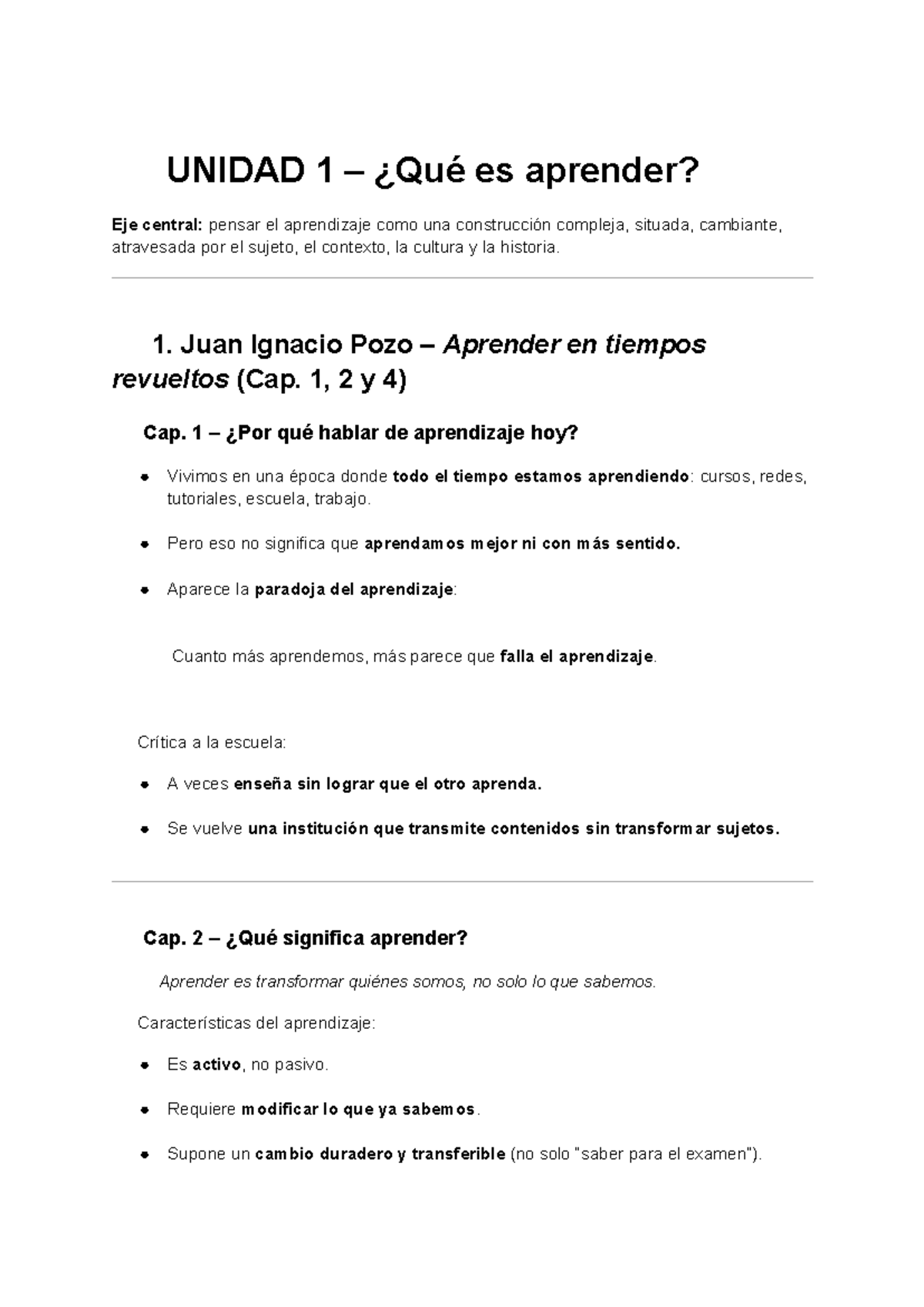 Resumen de Aprendizaje - UNIDAD 1: Construcción y Contexto del ...