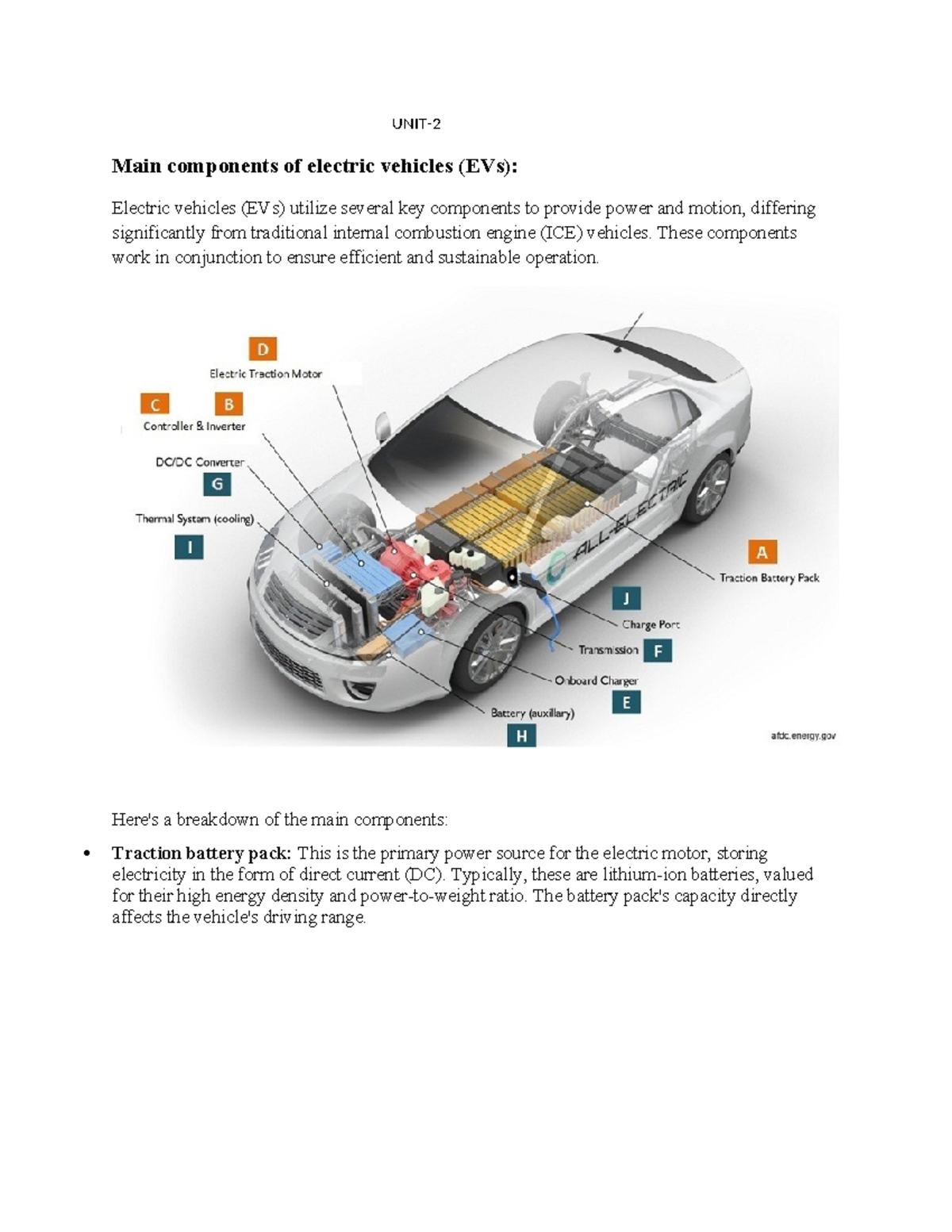 FEV UNIT2: Key Components of Electric Vehicles Explained - Studocu