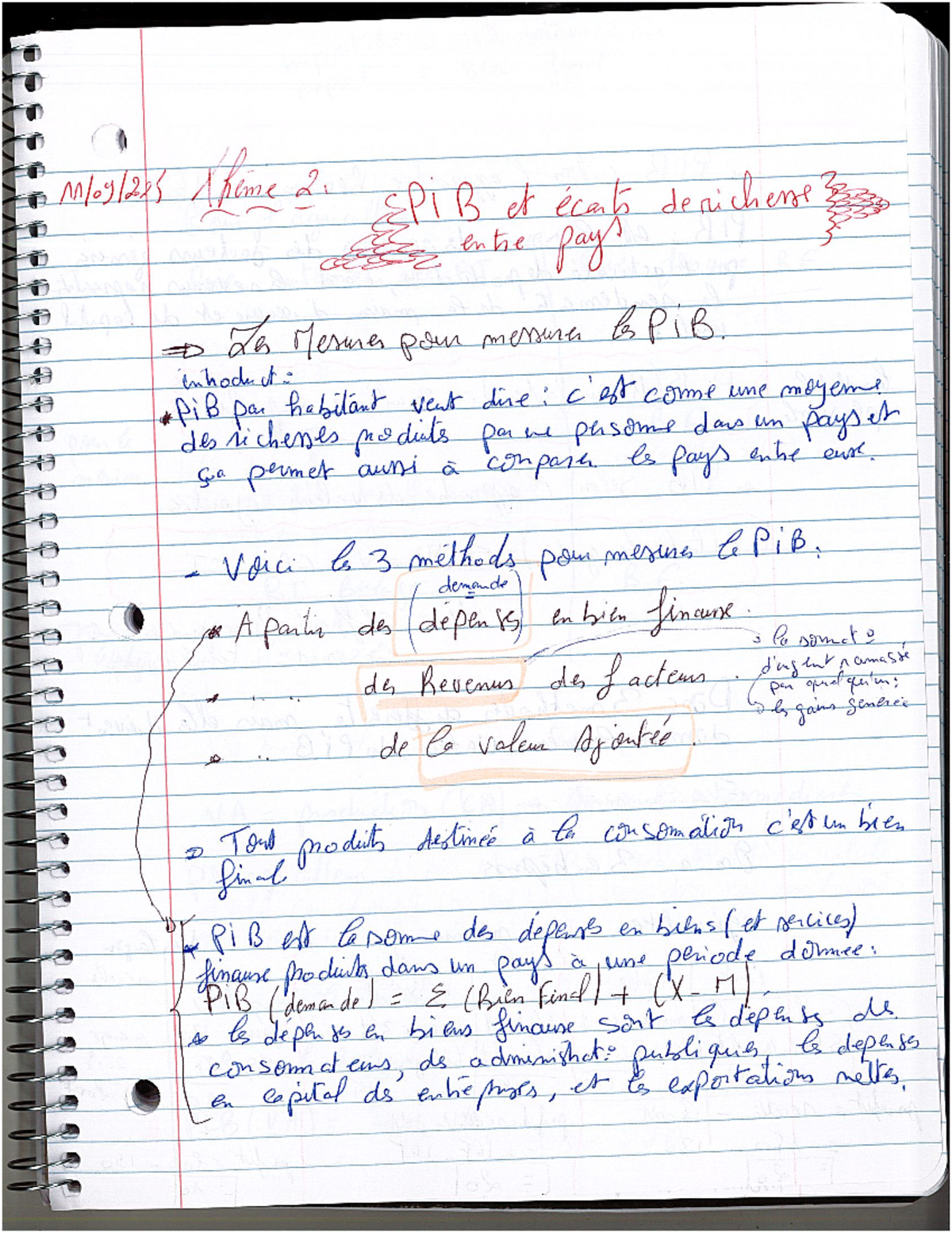M/o9/205 Notes: Méthodes de Mesure du PIB et Comparaison Économique ...