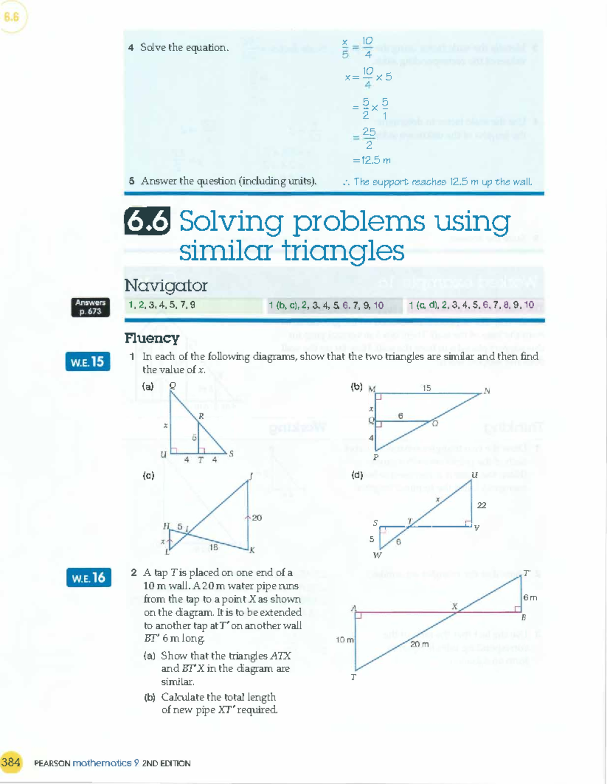 Exercise 6.6: Solving Problems with Similar Triangles in Geometry - Studocu